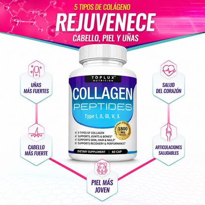 Colágeno Mujer Toplux 5 Tipos Antiedad 1800mg